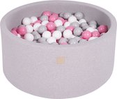 Ballenbak KATOEN Licht Grijs - 90x40 incl. 300 ballen - Grijs, Wit, Pastel Roze