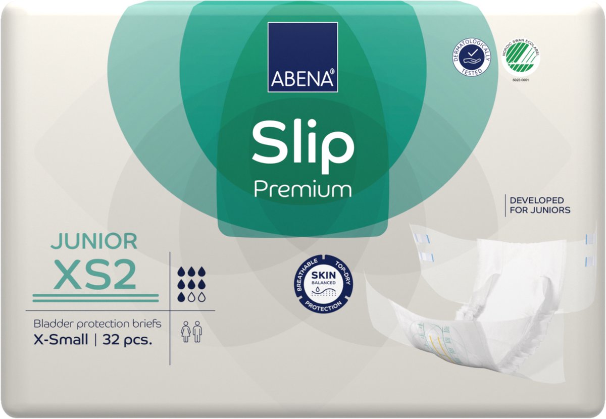 Goedkoopste ABENA Slip Junior Premium XS2 - Voor Kinderen die Veel en Ongecontroleerd Plassen en (Dunne) Ontlasting Verliezen - Perfecte Aansluiting door Flexibele Sluitstrips - 32 stuks