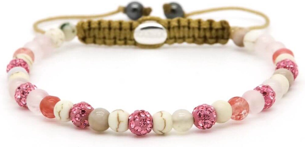 Karma Armband Spiral Candy Heart Pink Crystal