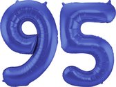 Folat Folie ballonnen - 95 jaar cijfer - blauw - 86 cm - leeftijd feestartikelen