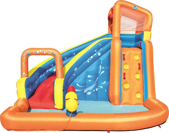 Foto: Waterpark turbo splash met klimwand en zwembad incl airblower 365x320x270cm