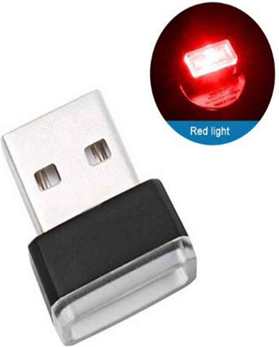 USB - Rode Auto LED-Sfeerverlichting - Plug-In - 5V - Auto - Laptop - USB-Aansluitingen - Nachtverlichting - Rood