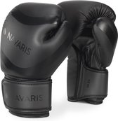 Navaris paar bokshandschoenen 12 oz - Van hoogwaardig imitatieleer - Ergonomisch en ademend design - Zwart