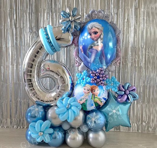Frozen - Ballon pakket - 7 Jaar - 38 Stuks - Disney - Feestversiering - Kinderfeestje - Verjaardagsfeestje - Helium / Folie ballon - Blauw / Zilver ballon - Happy Birthday