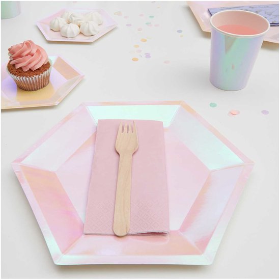 20x Papieren tafel servetten roze 33 x 33 cm - Roze wegwerp servetten diner/lunch - PartyDeco