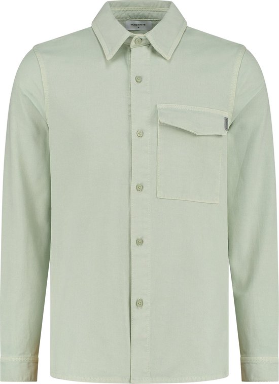 Purewhite - Heren Regular Fit Overhemd - Groen - Maat XL