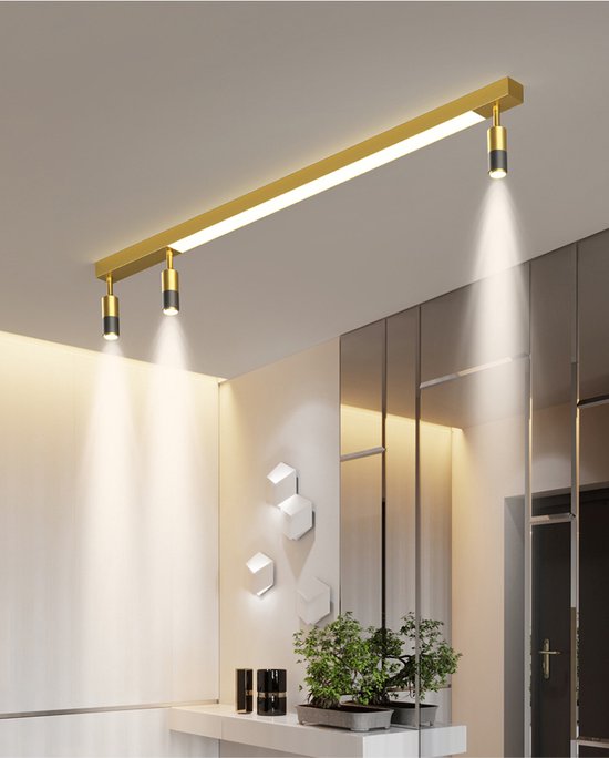 Moderne Lange Lamp Goud Zwart - Spotjes - LED - Slaapkamer - Badkamer - Keuken - Woonkamer - Gang - Eetkamer