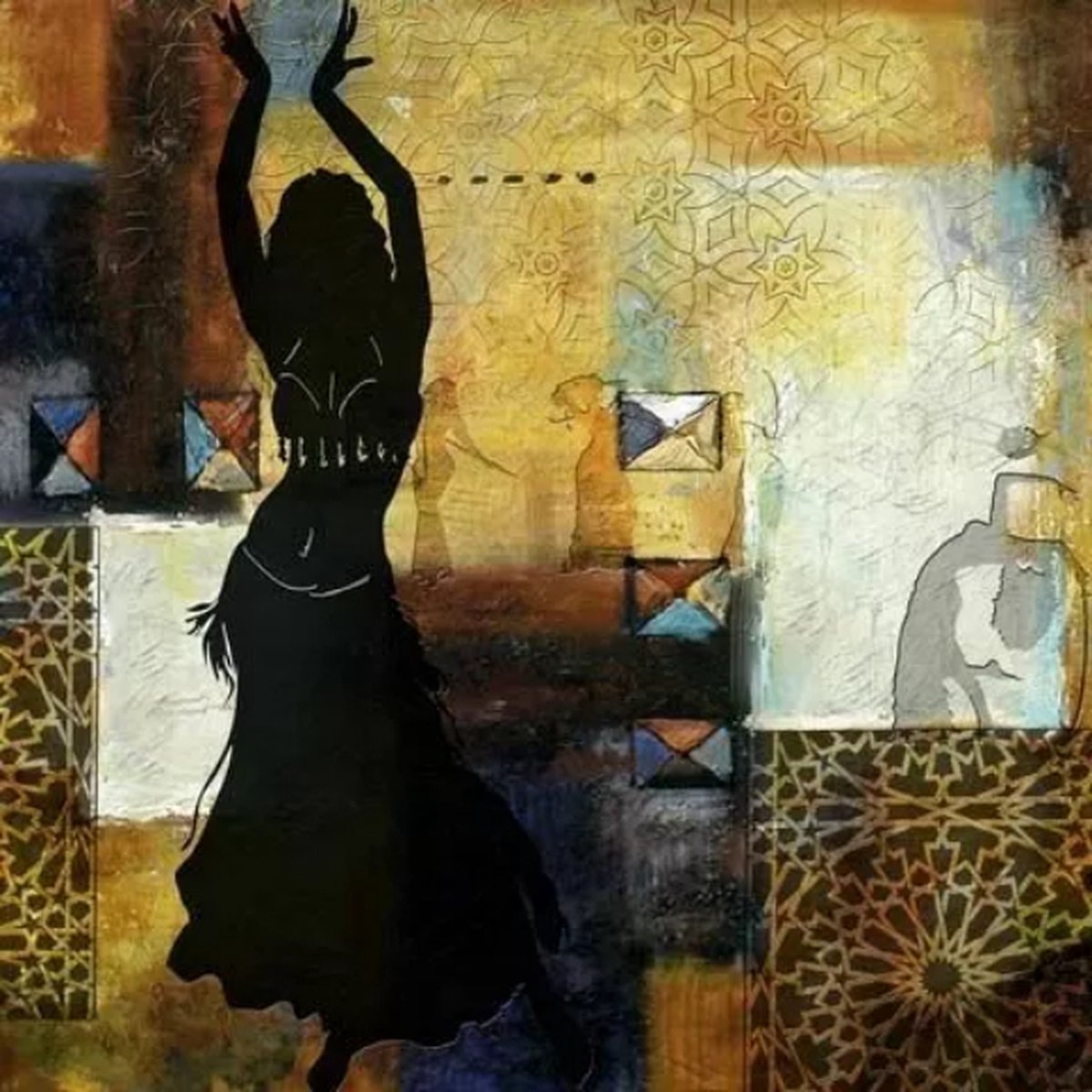Safaary - Marokkaanse Schilderij Arabic Belly Dance Goud