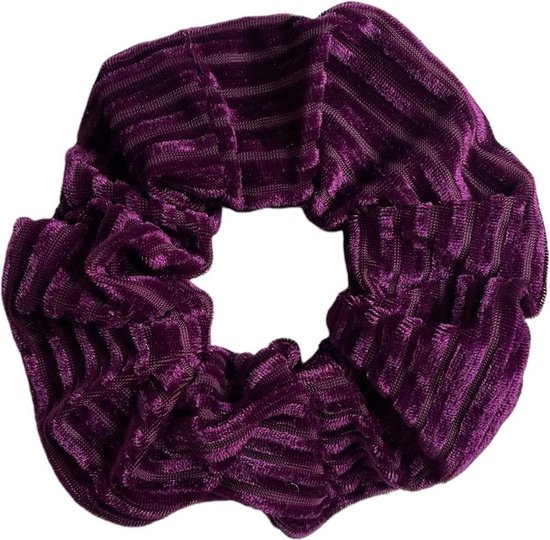 Corduroy/ribfluwele scrunchie/haarwokkel, donker paars