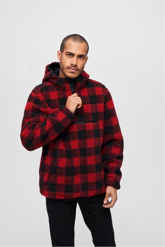Brandit - Veste pull Teddy Fleece Worker - M - Rouge/ Zwart