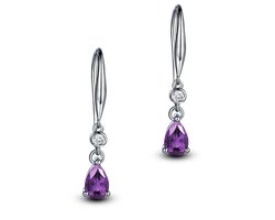Kasey - Cubic Zirconia Oorbellen - Oorbellen Dames - Oorbellen Met Hangers - Druppelvorm - Paars