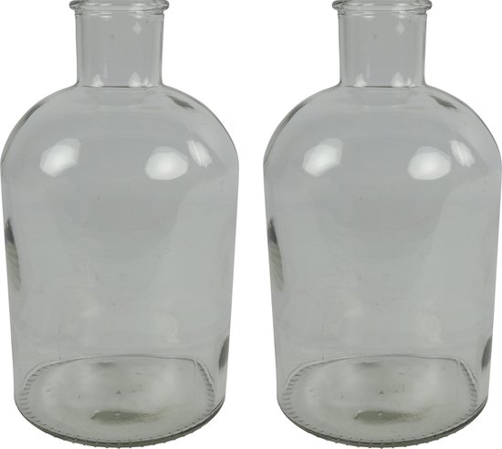 Countryfield bloemen/takken Vaas - helder glas - Apotheker fles vorm - D14 x H27 cm