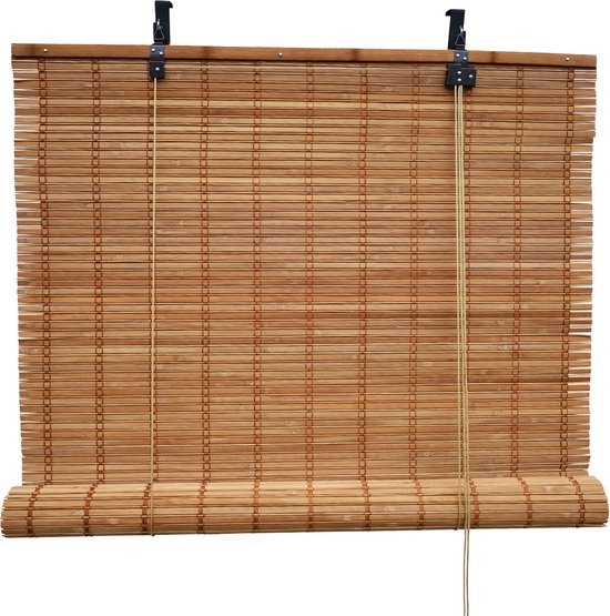 Bamboebaas bamboe rolgordijn Sem - Bruin - 120x180 cm - Natuurlijke look - Zonwerend - Duurzaam bamboe - Lichtdoorlatend - Geschikt voor binnen en buiten - Eenvoudige montage