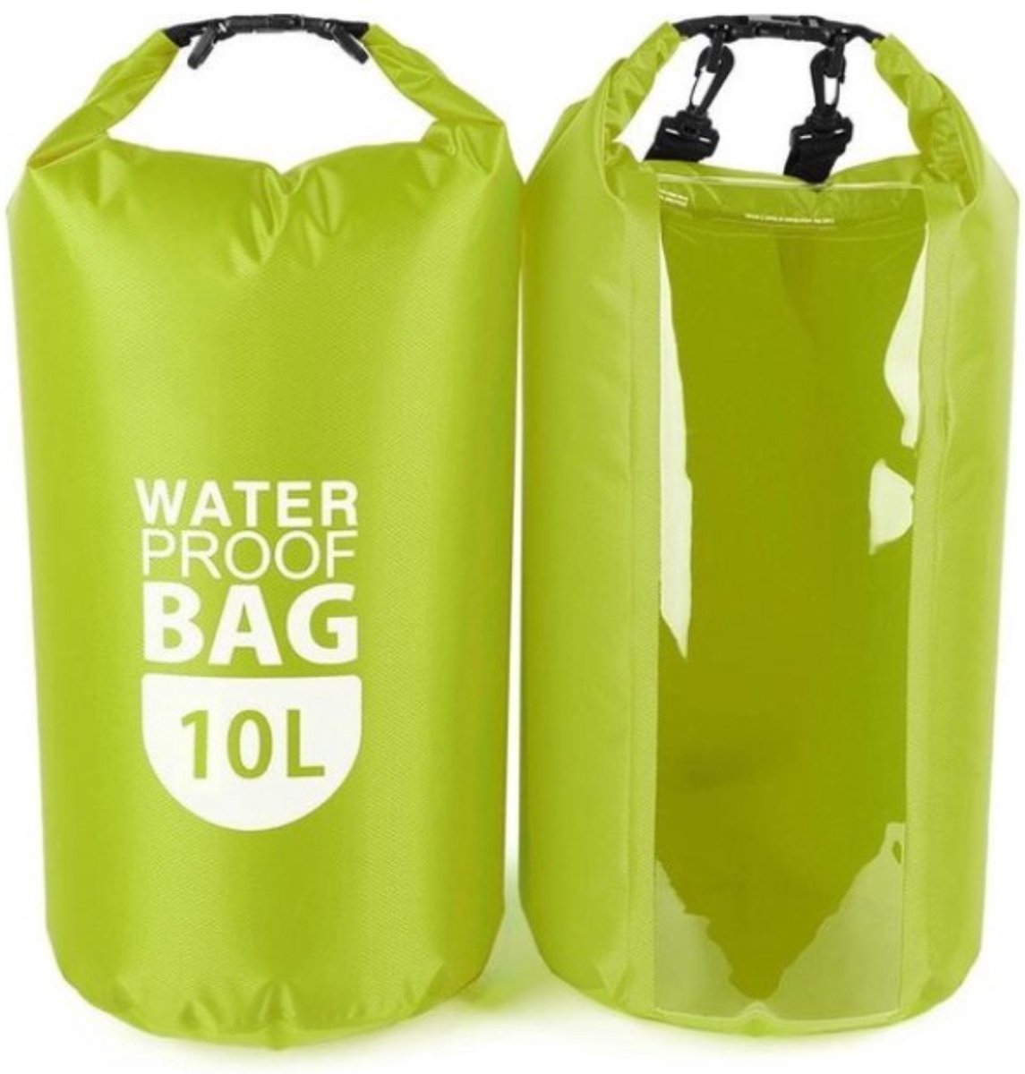 Drybag 10 liter groen - Waterdichte zak - Tas voor op het water - Waterproof Kanotas/zeiltas/boottas met doorkijk