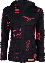 Dames Vest van Katoen met Polyester Fleece voering en vaste capuchon - SHAKALOHA - W Seabreeze BlackRed XXL