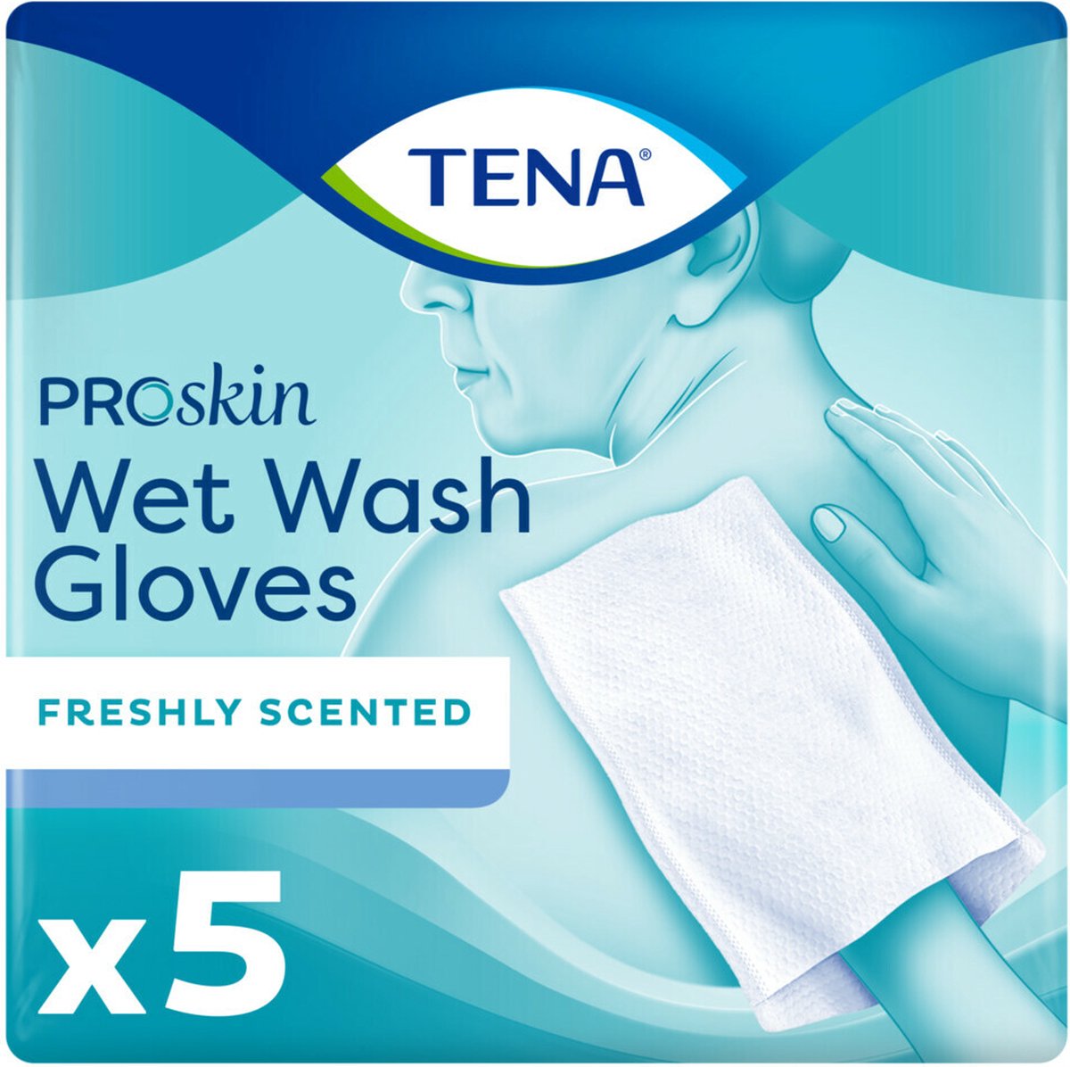 TENA Proskin Wet Wash Gloves Frisse Geur - 45 x 5 stuks - Voordeelverpakking