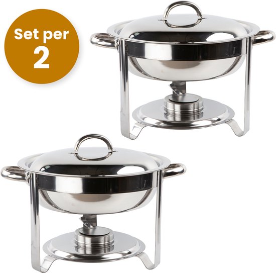 Foto: Alora chafing dish rond 4 5l per 2 geschikt voor soep buffet set van 2 voedsel verwamer voedsel warmhouden met deksel buffetwarmer roestvrij staal 4 5 liter inhoud warmhoudplaat bain maria warmhoudbakken warmhoudschalen