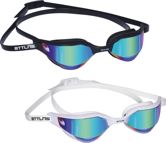 BTTLNS zwembril - gespiegelde lenzen - zwembril openwater - triathlon zwembril - verstelbare neusbrug - zwembril volwassenen - Sunfyre 1.0 - zwart-regenboog