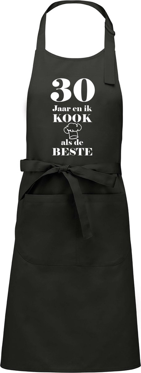 Mijncadeautje - Luxe schort - 30 jaar - en ik kook als de beste - chique grijs
