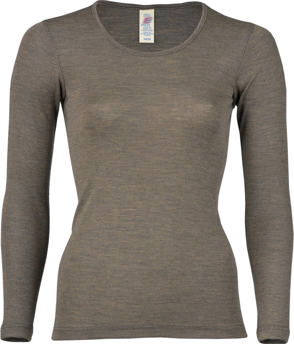 Engel Natur Dames Shirt Lange Mouw Zijde Merino Wol GOTS - wol walnut 46/48XL