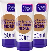 Clean&Clear Cover Correct BB Cream Medium - 3 pièces - CC Cream et BB Cream Medium 2 en 1 - N'obstrue pas les pores - Convient aux peaux sensibles