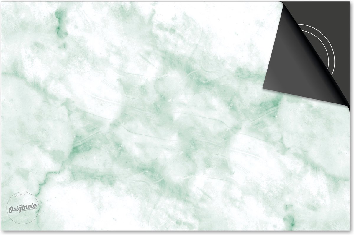 Inductie beschermer 81x52 - afdekplaat inductie mat - Dietrix Kookplaat beschermer - DELUXE - Marmer - licht groen wit