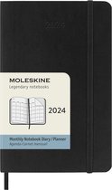Agenda 12 mois Moleskine - 2024 - Mensuel - Poche - Couverture souple - Zwart