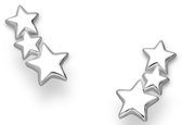 Joy|S - Zilveren sterren oorbellen - 3 sterretjes massief - 5 x 11 mm - ster oorknoppen