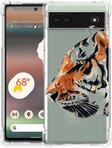 Anti Shock Bumper Case Google Pixel 6A Smartphone hoesje met doorzichtige rand Tiger