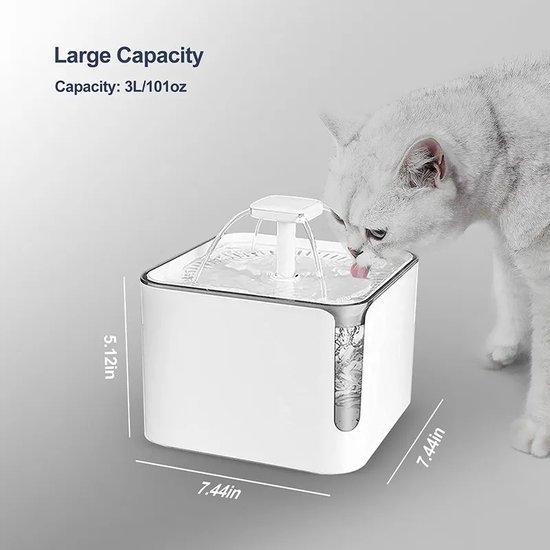 2,8 L Kattenwaterfontein ROESTVRIJ STAAL met 3 Filters, FEELNEEDY
