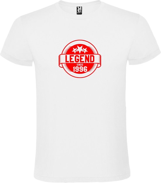 Wit T-Shirt met “Legend sinds 1996 “ Afbeelding Rood Size XXXL