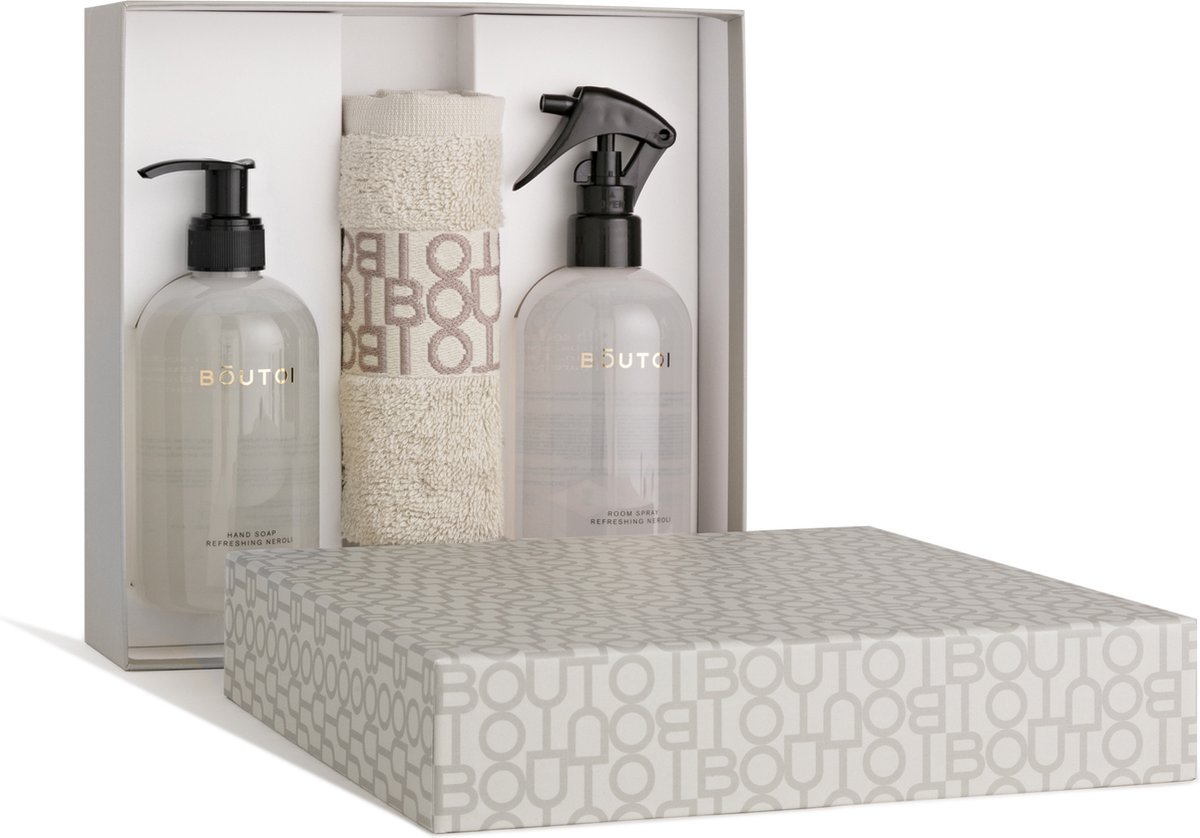 Goedkoopste Boutoi - Giftset - Harmony - Frisse Neroli - Luxe Cadeauset inclusief Handzeep, Roomspray & Handdoek - Unisex