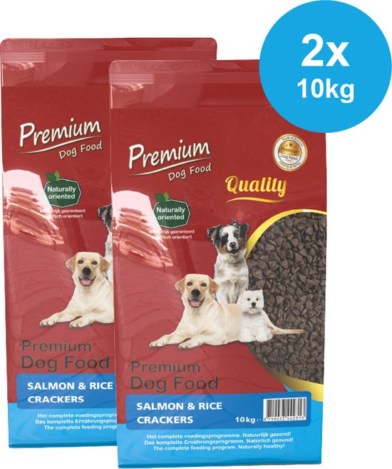 Premium Dog Food Zalm & Rijst Crackers Droogvoer 2 x 10kg