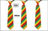 12x Stropdas schuine streep rood geel groen - Carnaval thema feest strop das festival Limburg optocht