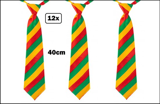 12x Cravate à rayures obliques rouge jaune vert - Festival de cravates à  thème... | bol.com