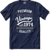 Vintage Legend Sinds 1974 - verjaardag en feest cadeau - Kado tip - T-Shirt - Unisex - Navy Blue - Maat L