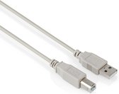 USB 2.0 kabel - USB A naar USB B - High Speed - 3 meter - Grijs - Allteq