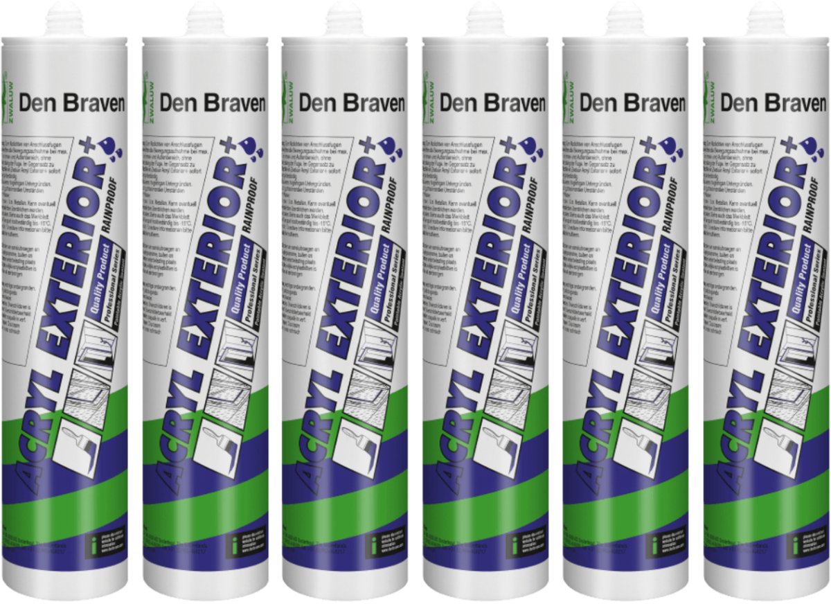 Zwaluw Acryl Exterior+ - wit - snel regenbestendig - overschilderbaar - 6 x 310 ml