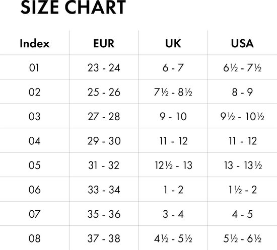 Maattabel voor FALKE sokken met vergelijking tussen EUR, UK en USA maten.
