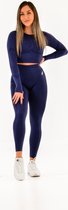 Comfort sportoutfit / sportkleding set voor dames / fitnessoutfit legging + sport top (indigo blue)