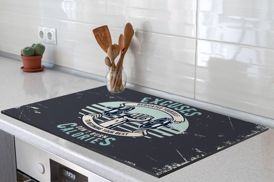 KitchenYeah® Inductie beschermer 81.2x52 cm - Gewichten - Sport - Retro - Kookplaataccessoires - Afdekplaat voor kookplaat - Inductiebeschermer - Inductiemat - Inductieplaat mat