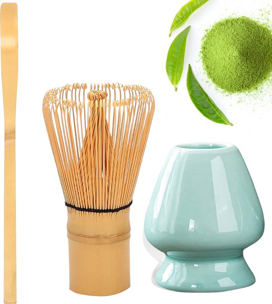 Winkrs | Matcha Thee set met Bamboe klopper, garde houder (mint) en lepel - Japanse Theeceremonie