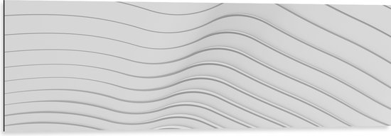 Dibond - Golvende Lijnen op Witte Achtergrond - 120x40 cm Foto op Aluminium (Met Ophangsysteem)