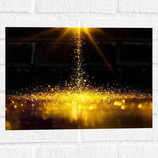 Muursticker - Gouden Glitters in Donkerkleurige Omgeving - 40x30 cm Foto op Muursticker