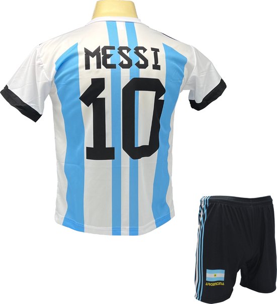 genie onderwijzen Verslaggever Messi Argentinië Tenue | Voetbal Shirt + broekje set - EK/WK voetbaltenue -  Maat S | bol.com