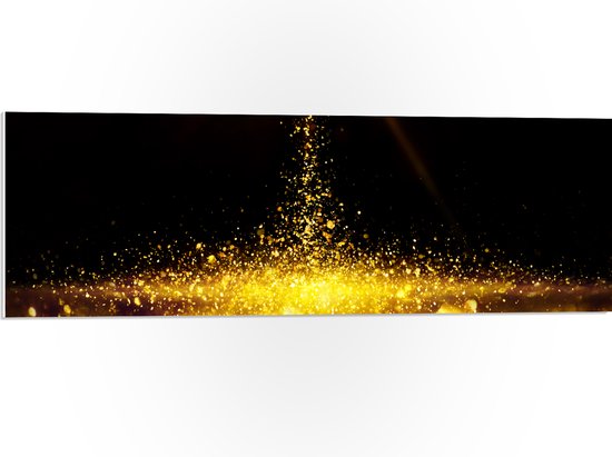 PVC Schuimplaat- Gouden Glitters in Donkerkleurige Omgeving - 90x30 cm Foto op PVC Schuimplaat