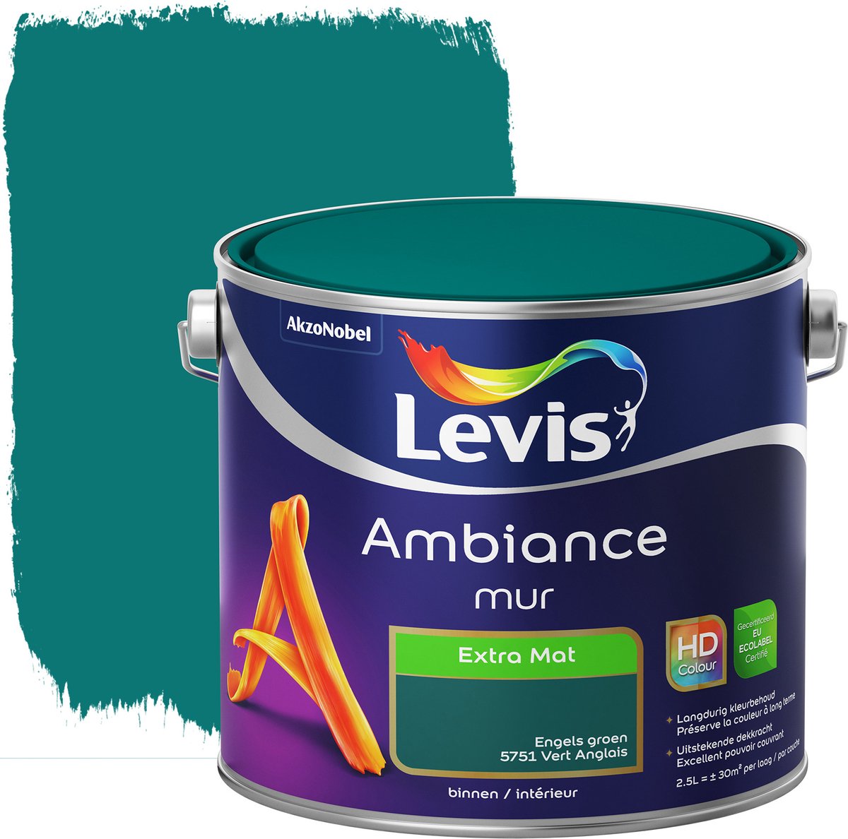 Peinture pour les murs Levis Ambiance - Extra Mat - Vert Anglais - 2,5 L |  bol