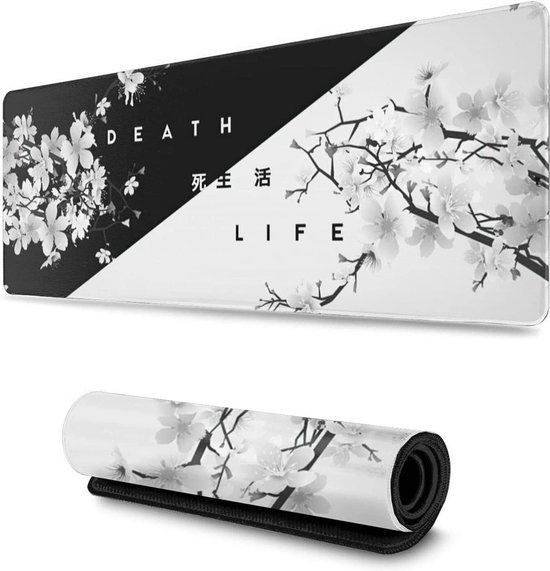Tapis de souris de Gaming noir et blanc fleur de cerisier XXL XL grand  tapis tapis de | bol