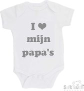 100% Katoenen Romper "I mijn papa's" Unisex Katoen Wit/grijs Maat 56/62