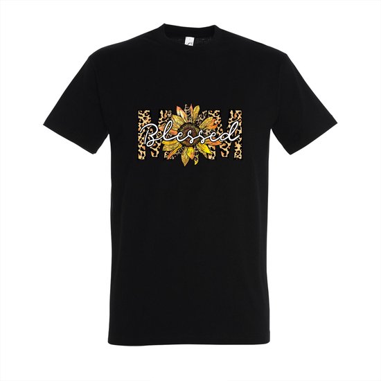 T-shirt Blessed - Zwart T-shirt - Maat M - T-shirt met print - T-shirt heren - T-shirt dames